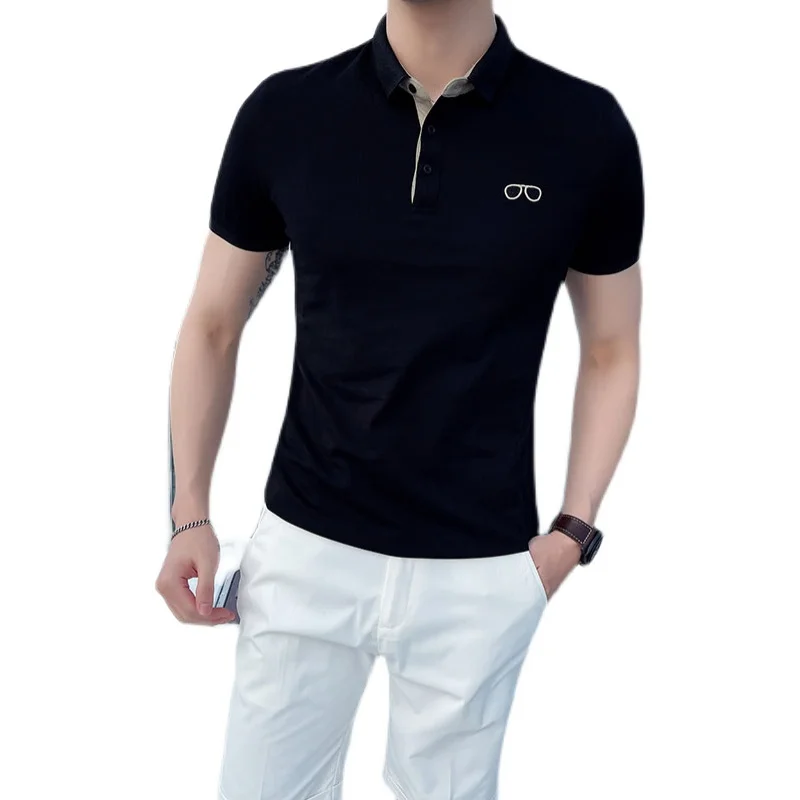 

Solid Color Summer POLO Shirts Men Short Sleeve Slinm Fit Business Office Polo Shirts Golf Street Wear Lapel Tee Tops Clothing