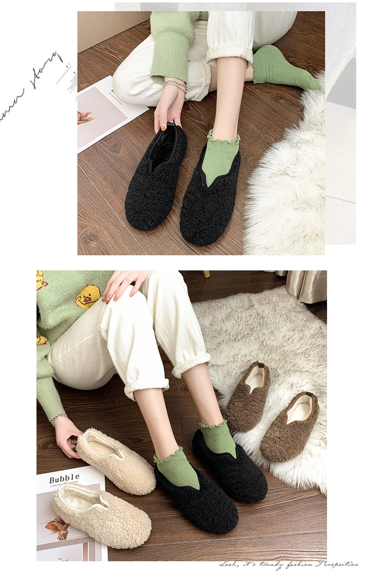Женские зимние шлепанцы с мехом ягненка; chaussures femme Pantuflas; меховые шерстяные туфли для улицы; женская обувь; женские мокасины; Тапочки