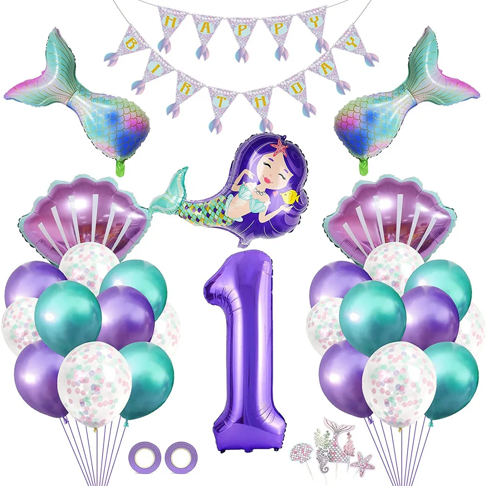 

New dream Mermaid balloon kit girl little Princess children's first birthday party scene set props gift inflatable ball