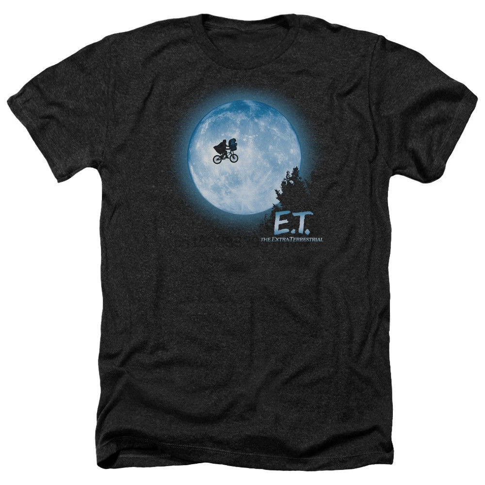 

E.T. ET Extra Terrestrial Movie Bicycle MOON SCENE Heather T-Shirt All Sizes Cartoon t shirt men Unisex New Fashion tshirt