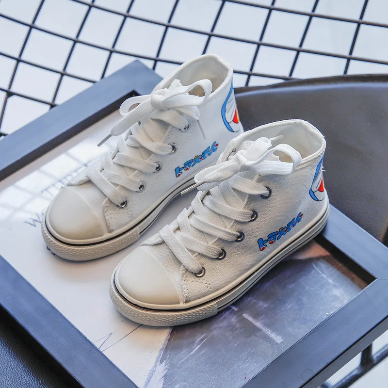 

Children's Canvas Shoes High-top 2021 Summer New Boys Casual Board Shoes Baby Girls Cartoon Small White Shoes 23-34
