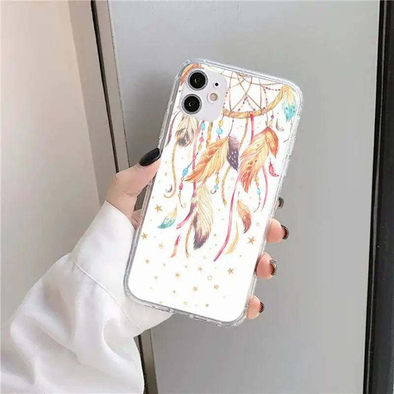 

Dream catcher watercolor Phone Case Transparent soft For iphone 5 5s 5c se 6 6s 7 8 11 12 plus mini x xs xr pro max