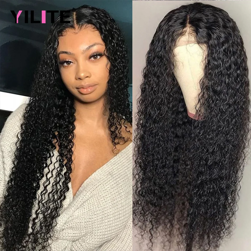 

4x4 Lace Closure Human Hair Wigs Natural Color 30 32 Inch Kinky Curly Malaysia Human Remy Hair HD Transparent Lace Closure Wig