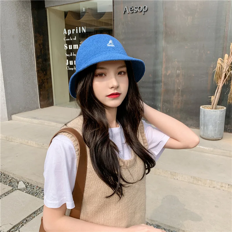 2021 Spring and Summer Bucket Hat Knitted Dome Shade Student Hat Solid Color Japanese Simple Fisherman Hat Fashion Basin Hat