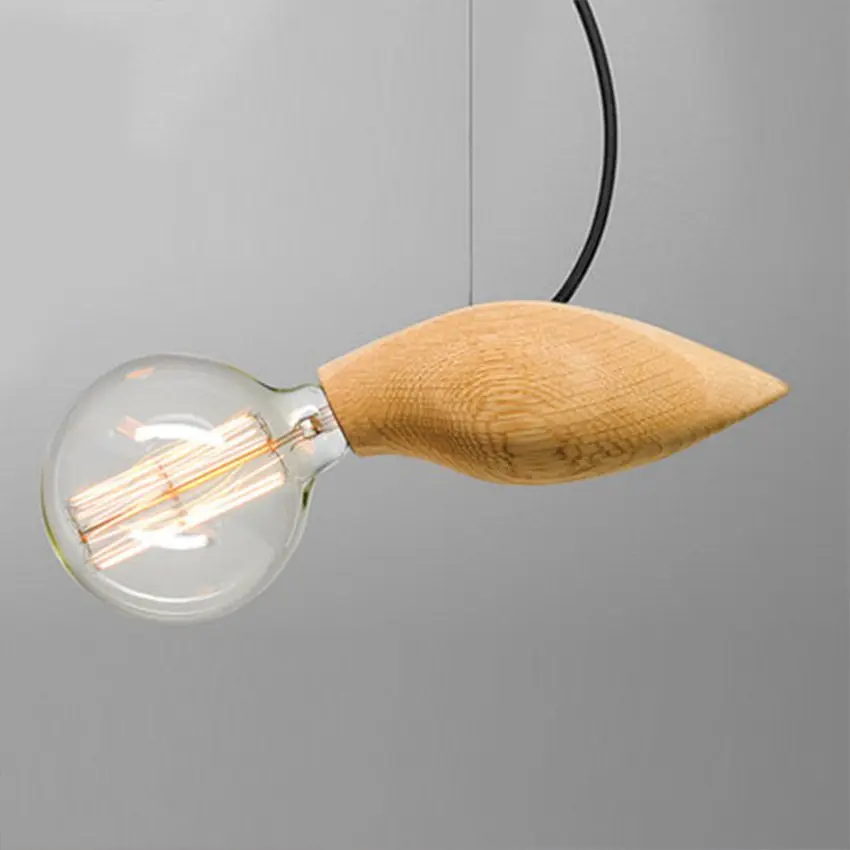 LukLoy LED Nordic Pendant Light Wood Hanging Lamp Modern Bedside Clothing Store Loft Single Head Solid Bar | Освещение