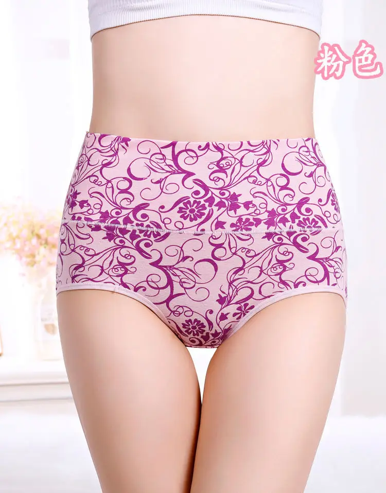 Женские трусики с цветочным принтом однотонные хлопковые трусы большого размера