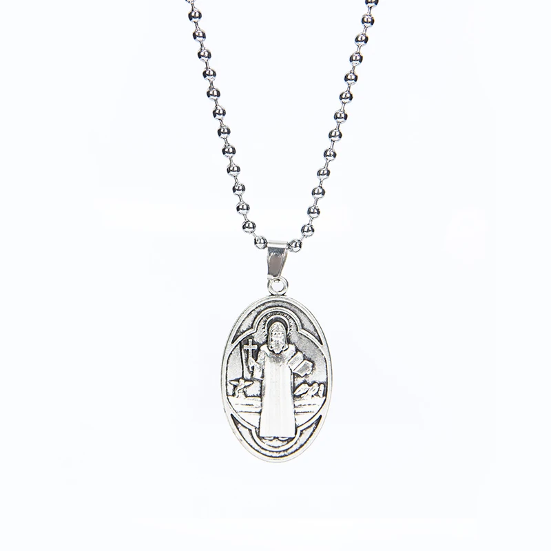 

Virgin Mary Prayer Long Men Necklaces Pendants Chain Punk for Boyfriend Male Stainless Steel Jewelry Creativity Gift Wholesale