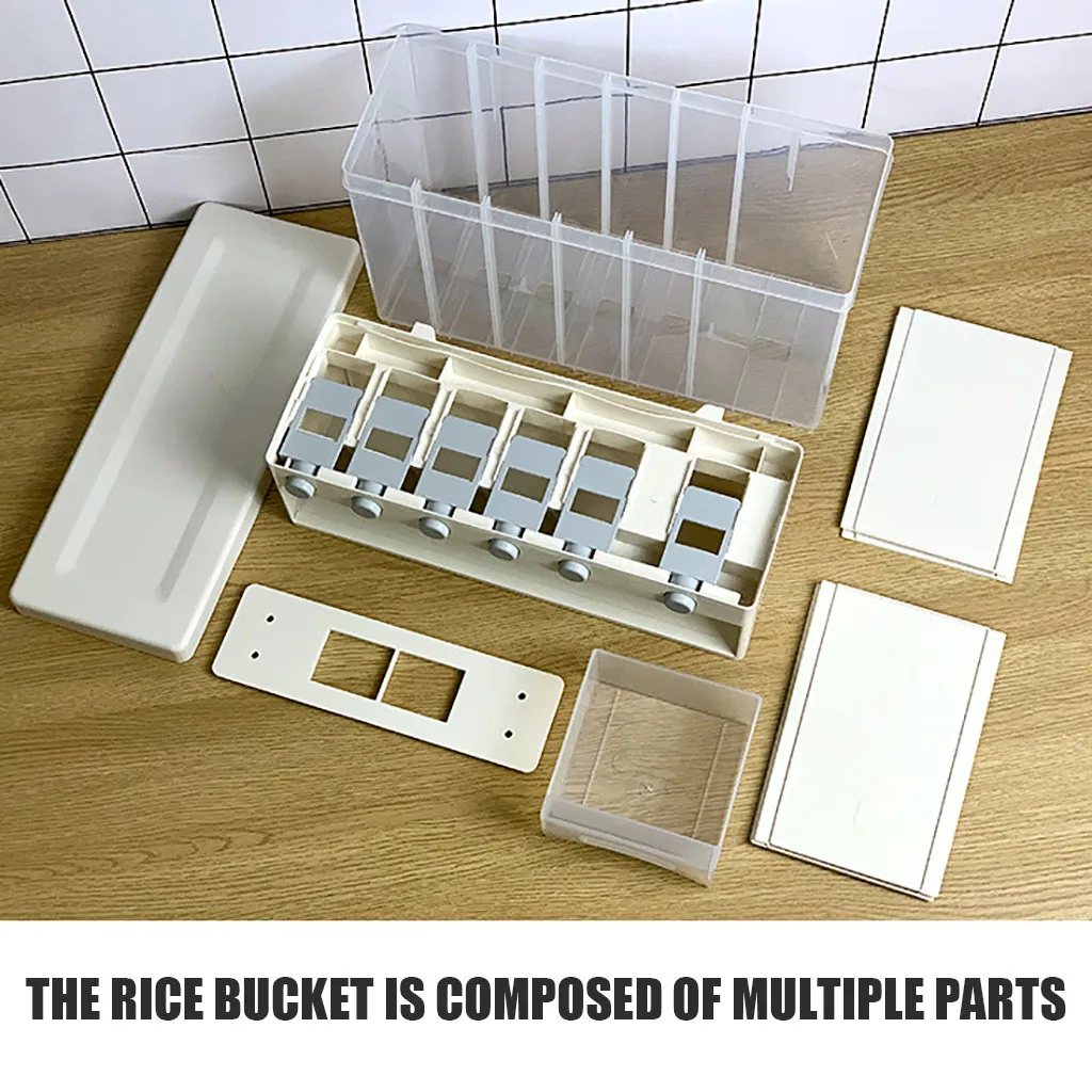 

Transparent Food Storage Box Wall-mounted Rice Bucket Sealed Grains Container Tank Food Organizer Kitchen Supplies Storage Tank
