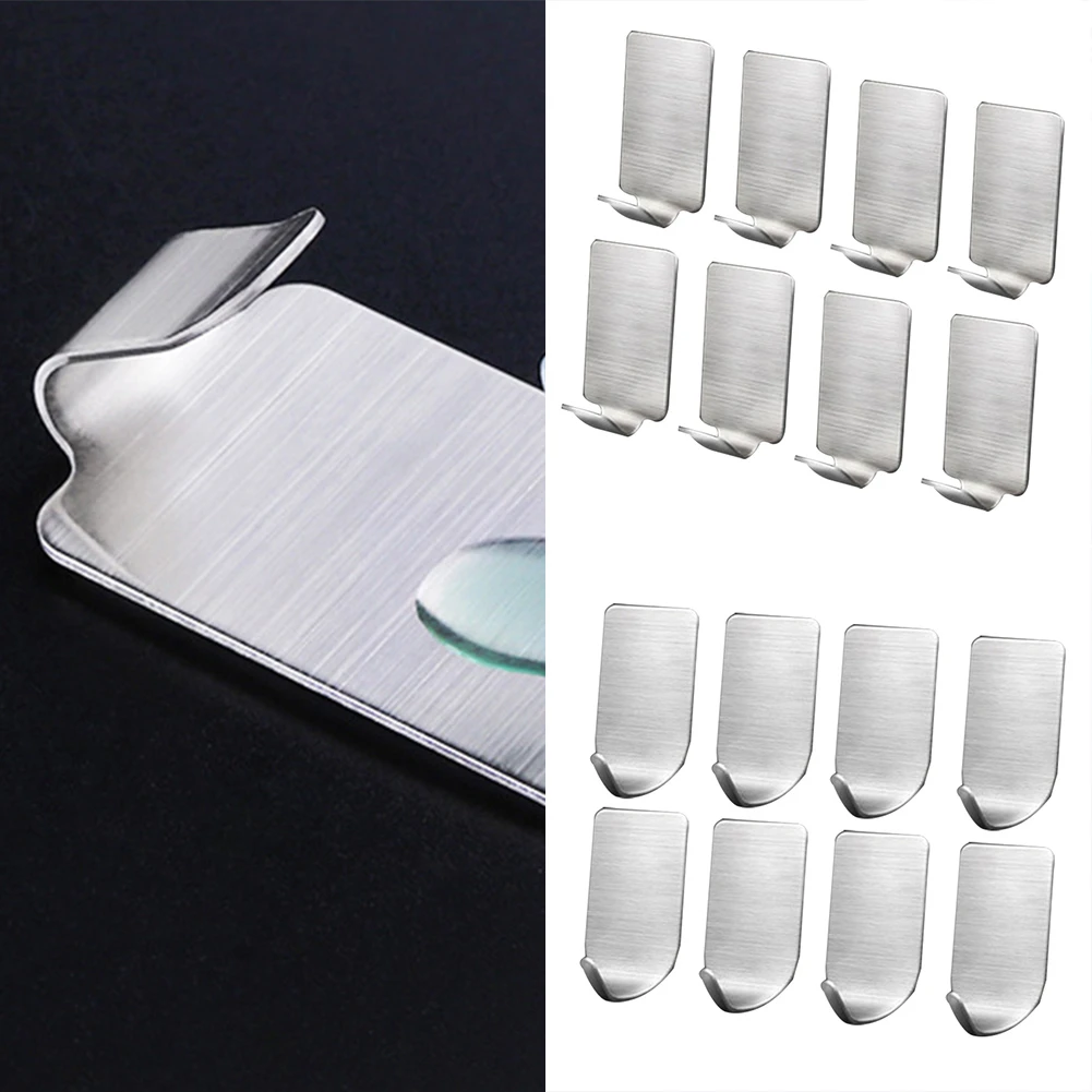 

Robe 8Pcs Adhesive Family Stainless Steel Towel Hanging Hooks Hooks Hats Bag Family Robe Hats Bag Key Adhesive Wall Hanger