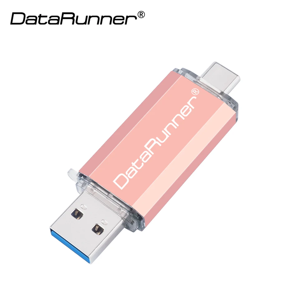 Rose Gold usb флеш-накопитель DataRunner 3,0 type C, 128 ГБ, OTG флеш-накопитель, 32 ГБ, 64 ГБ, 256 ГБ, флешка, 512 ГБ, USB флешка для мобильных устройств type-C/ПК - Цвет: Rose Gold
