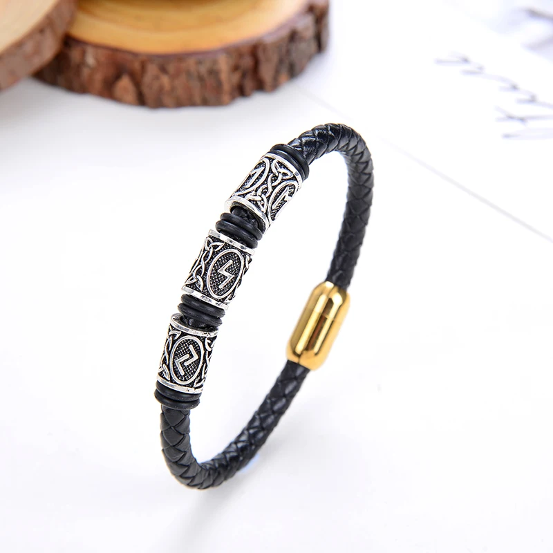 Браслет-амулет Викингов с рунами и ароматерапией из нержавеющей стали 316L для мужчин и женщин.