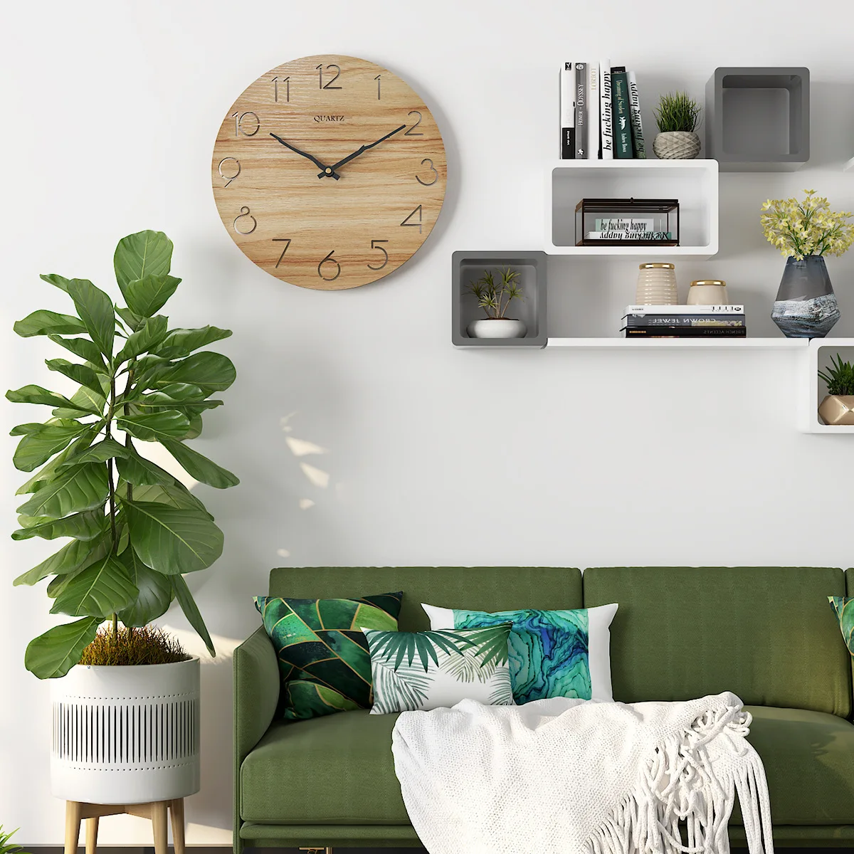 Wooden wall clock modern creative round 30cm simple silent fashion clocks home decor | Дом и сад