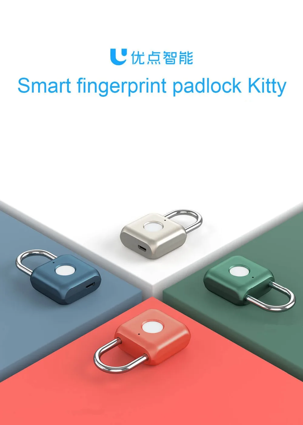 Xiaomi Smart Fingerprint Padlock Kitty USB Водонепроницаемый Электронный замок с отпечатком пальца домашний Противоугонный багажный чехол предохранительный висячий замок