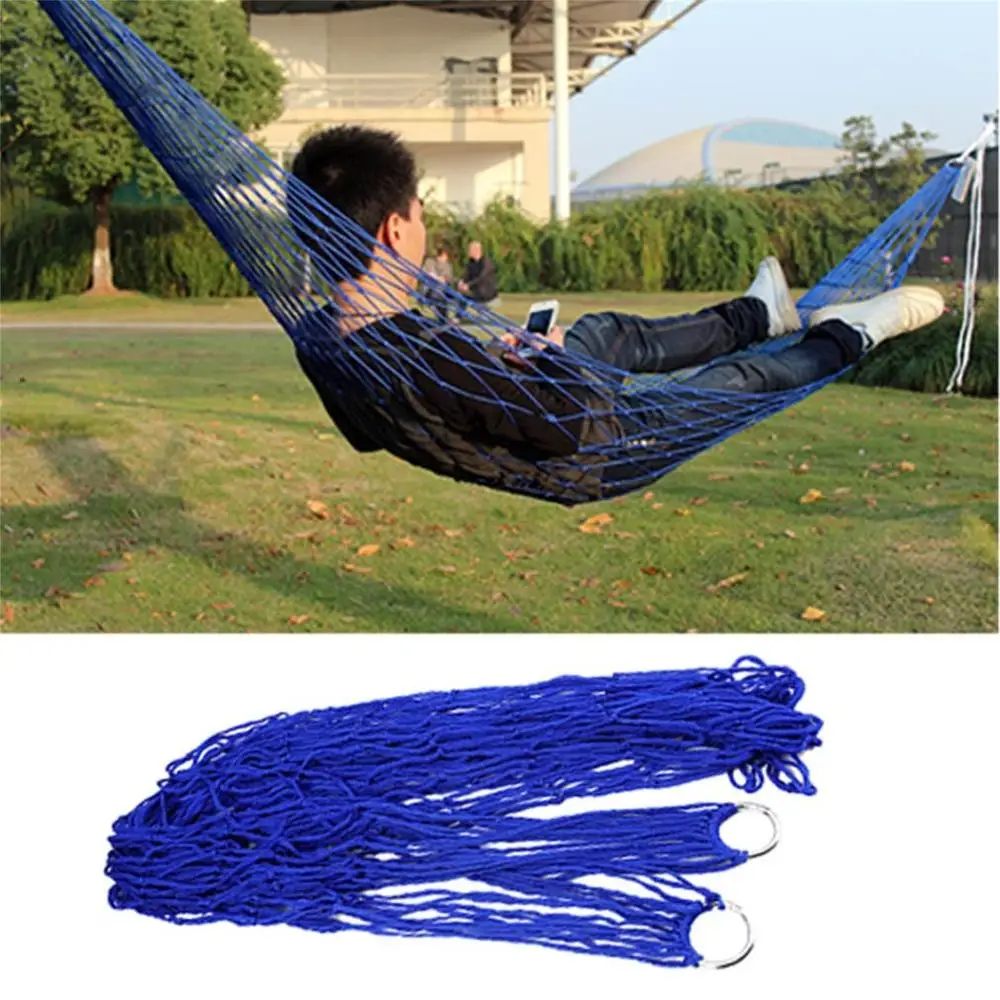 Blue 1 шт. гамак для сна hamaca hamac портативный садовый уличный походный туристический мебель сетка гамак качели спальная кровать нейлон HangNet - Цвет: Blue