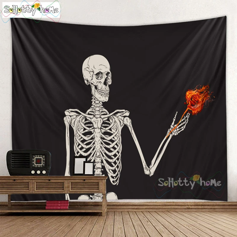 Скелет индийская Мандала хиппи гобелен настенный адский дьявол Богемный