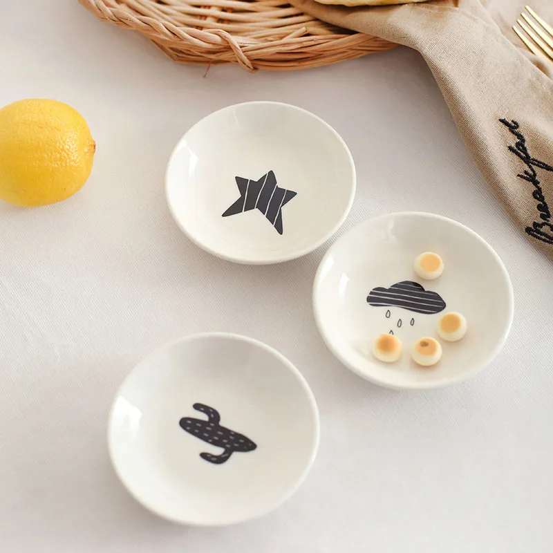 

3Pc/set ceramic seasoning dish fruit dessert storage tray small items decoration display tray decoration sauce dish home storage
