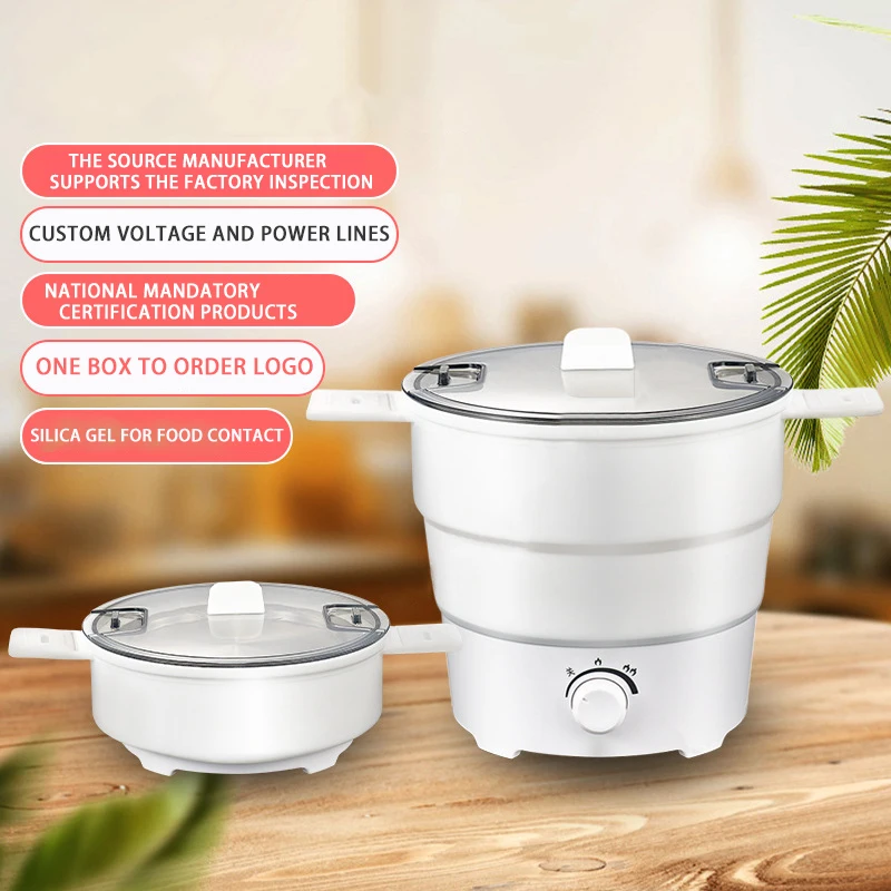

Folding Electric Cooker Pot Multifunction Mini Hot Pot Rice Cooker Student Dormitory Noodle Cooker For Kitchen Home Travel