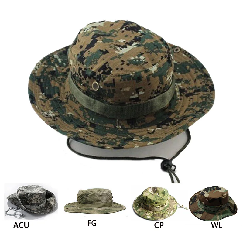

Outdoor Hiking Travel Boonie Cap Hunting Tactical Airsoft Military Camouflage Hat Camping Sun Cap Bucket Style Fisherman Hats