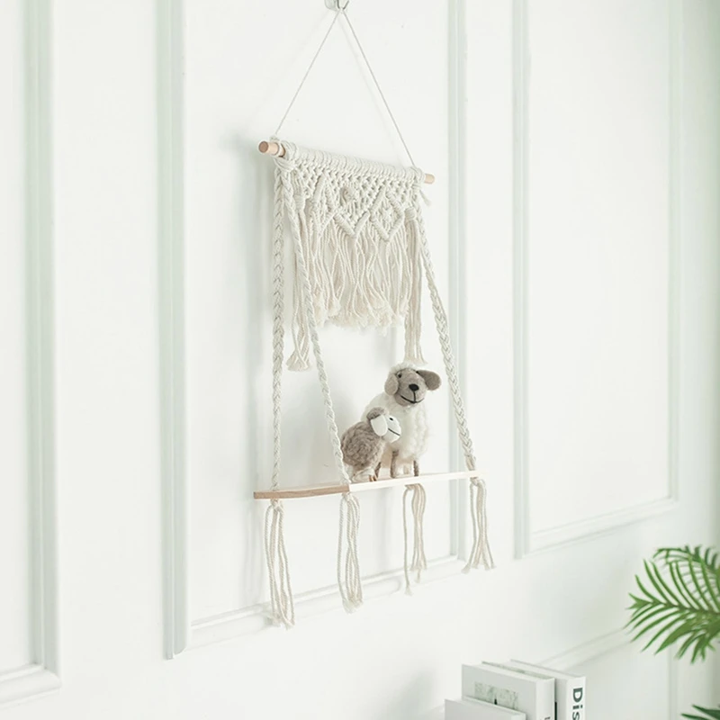 Декоративный Настенный Гобелен из хлопка Подвесной деревянный стеллаж для