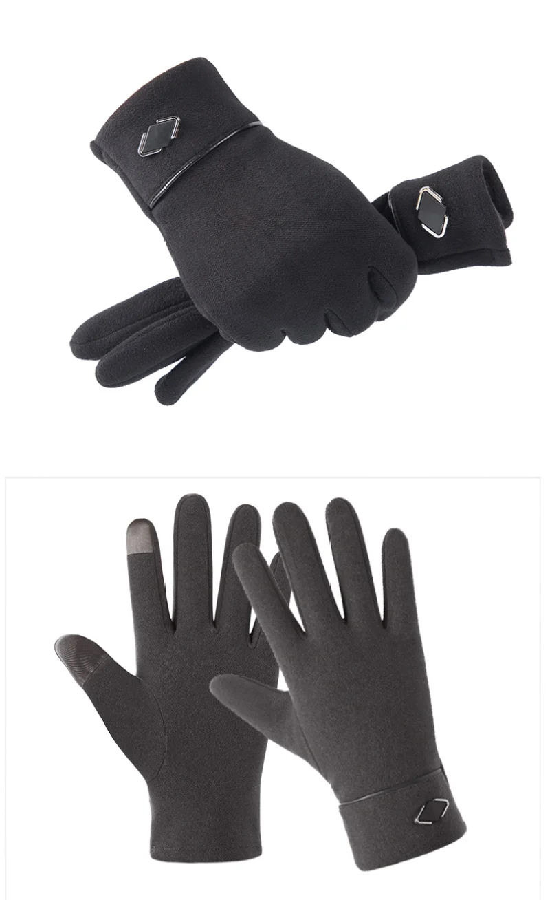 Winter Man Keep Warm Touch Screen Plus Velvet Inside Thin Section Outdoor Cycling Windproof Elasticity Non Slip Fashion Gloves