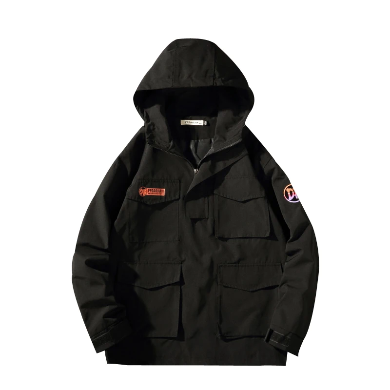 Мужская спортивная куртка с капюшоном пуловер длинными рукавами и надписью