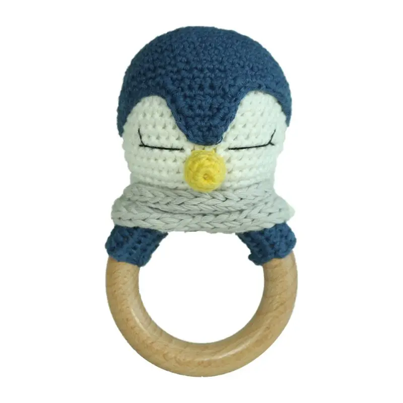 

Baby Wooden Teether Ring DIY Crochet Rattle Pacifier Bracelet Soother Molar Toys 57BF