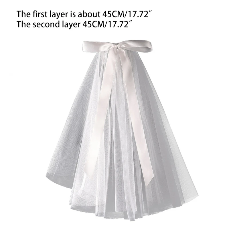 2 Tier Wedding Veil with Comb for Kids Cut Edges Tulle Veil for Flower Girl Short Length Girls Communion Headwear