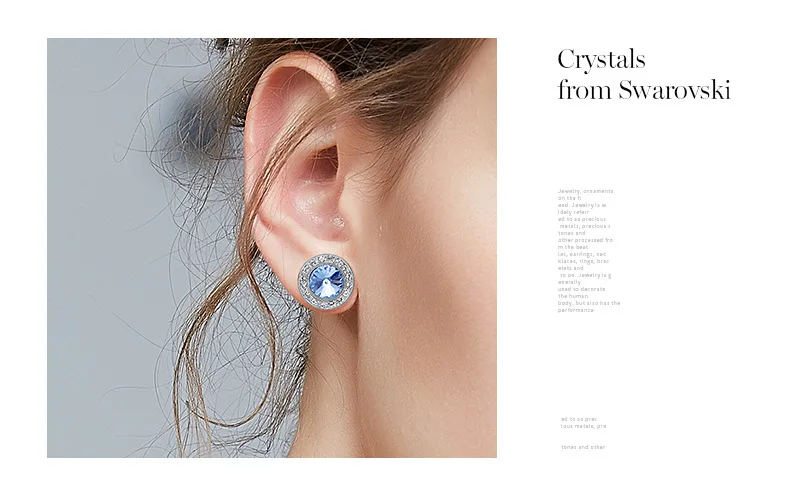 BOSCEN серьги, украшенные кристаллами Swarovski, для женщин, девочек, подарок на день рождения, красочные круглые, хорошее ювелирное изделие, корейский стиль
