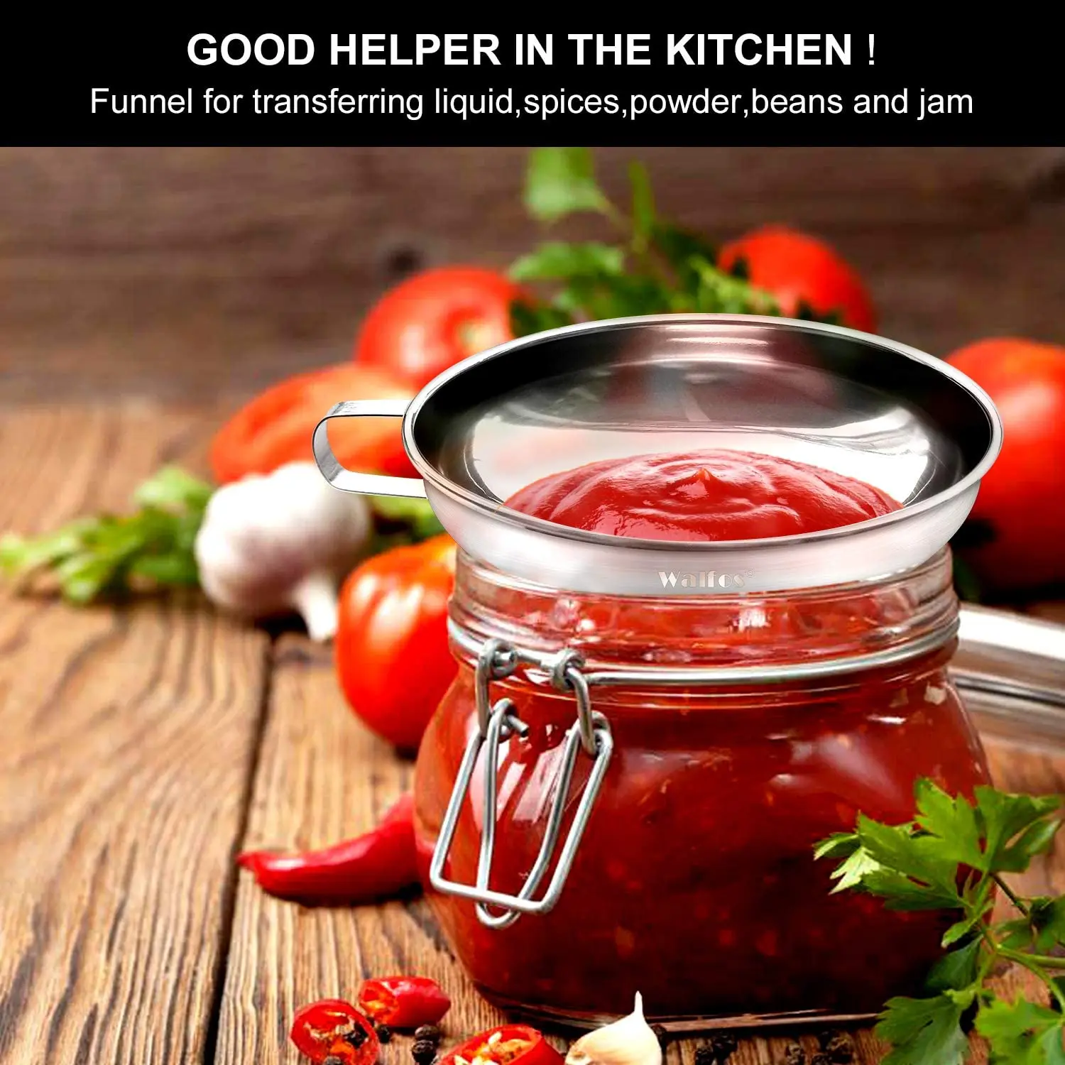 Воронка Из Нержавеющей Стали WALFOS с широким горлышком и ручкой для обычных