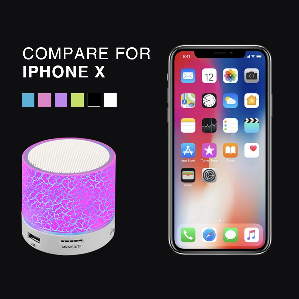 A9 блики трещины Bluetooth динамик Led Портативный мини беспроводной плеер USB Радио Fm Mp3