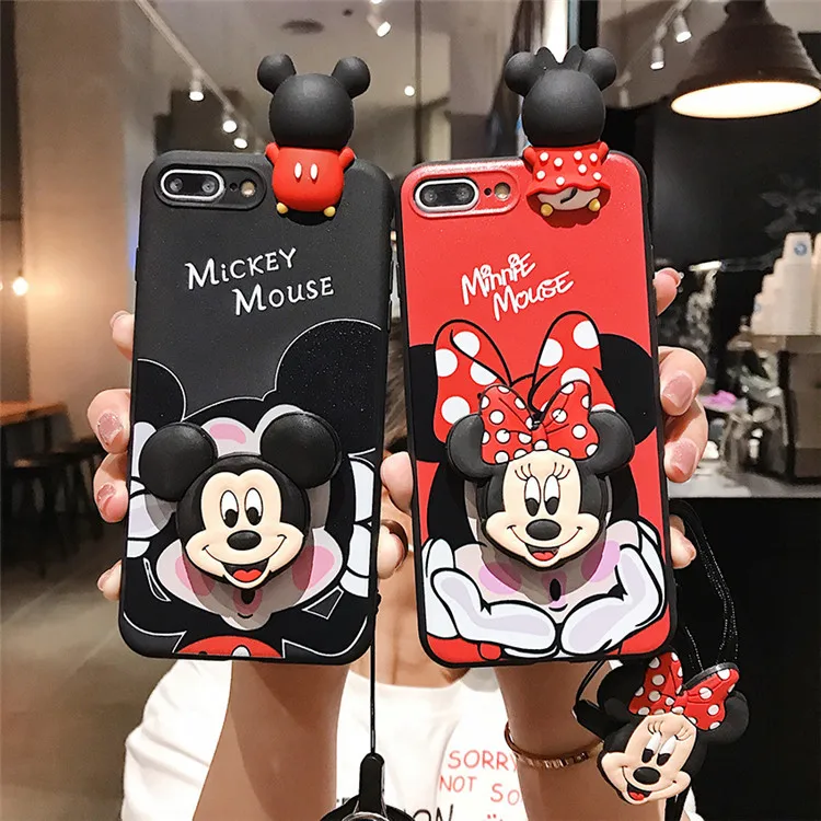 

Disney Mickey Minnie Mobile phone case with Lanyard for iPhone 7/8 plus x/xs xr xsmax 11 pro max 12pro max 12mini phone cover