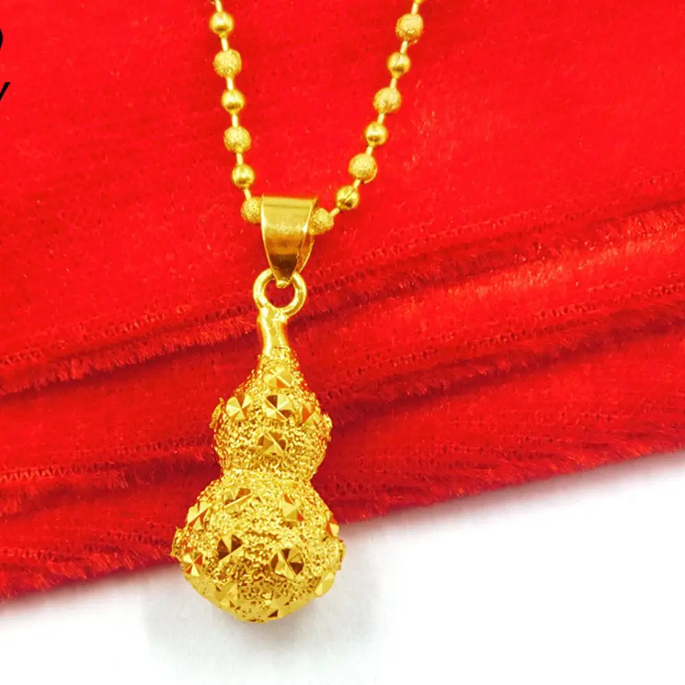 

Yellow Gold Filled Solid Gourd Pendants Necklace Womens Love