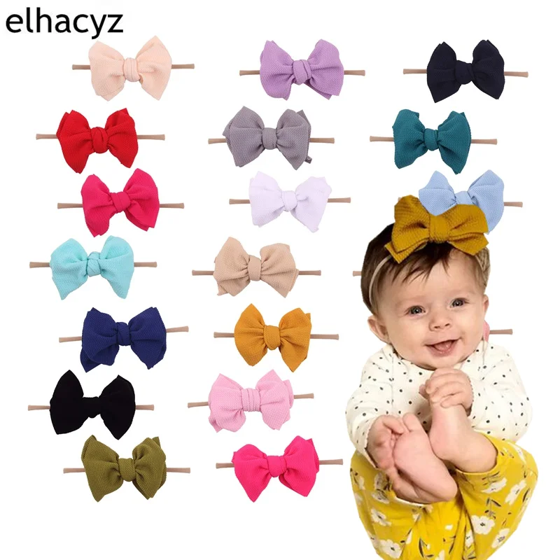 

10pcs/lot New Arrival 7'' Hair Bows Hairband Texture Nylon Headbands For Girls Soft Solid Elastic Kids DIY Hair Accessories