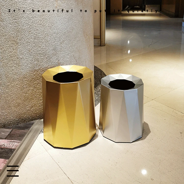 

Kitchen Bathroom Trash Can Living Room Nordic Plastic Design Dustbin Double Layer Diamond Cut Without Lid Lixeira Trash Bin
