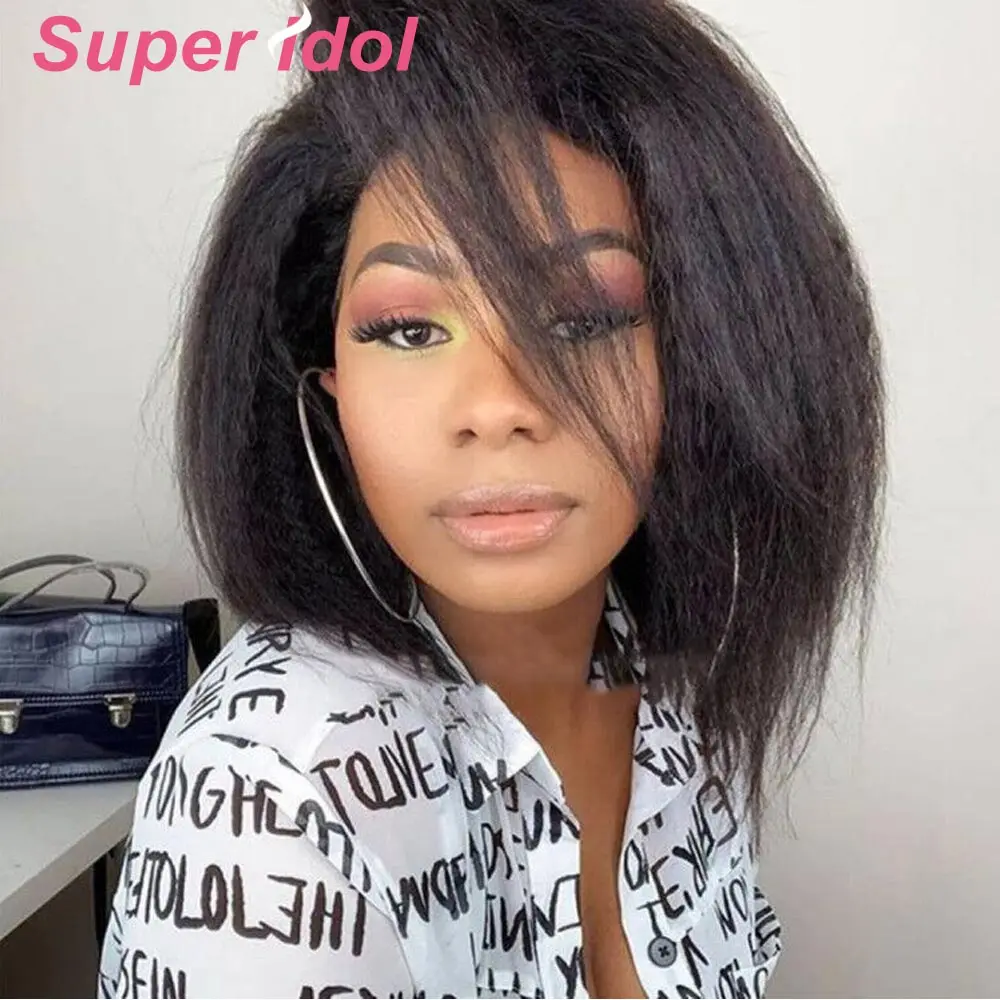 Super 13x4 lace Front wig Brazilian Kinky Straight Human Hair bob Wigs 4x4 lace closure Pre Plucked Remy wigs For Black Women