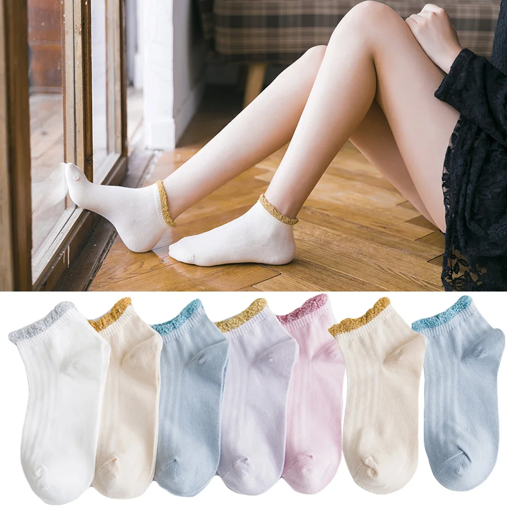 Женские носки мягкие удобные милые блестящие с оборками носки-башмачки | Женская