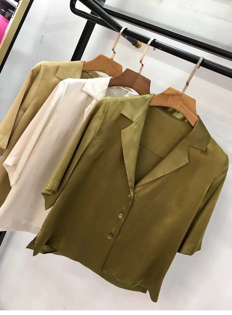 Рубашка Женская атласная модная брендовая роскошная винтажная свободная тонкая