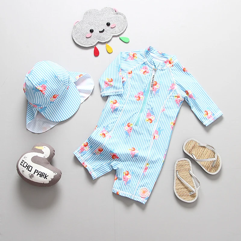 Bathing Clothes Baby Sun Protection Swimwear Fashion Children Long Sleeve uv Swimsuit Child One Piece Swimming | Детская одежда и