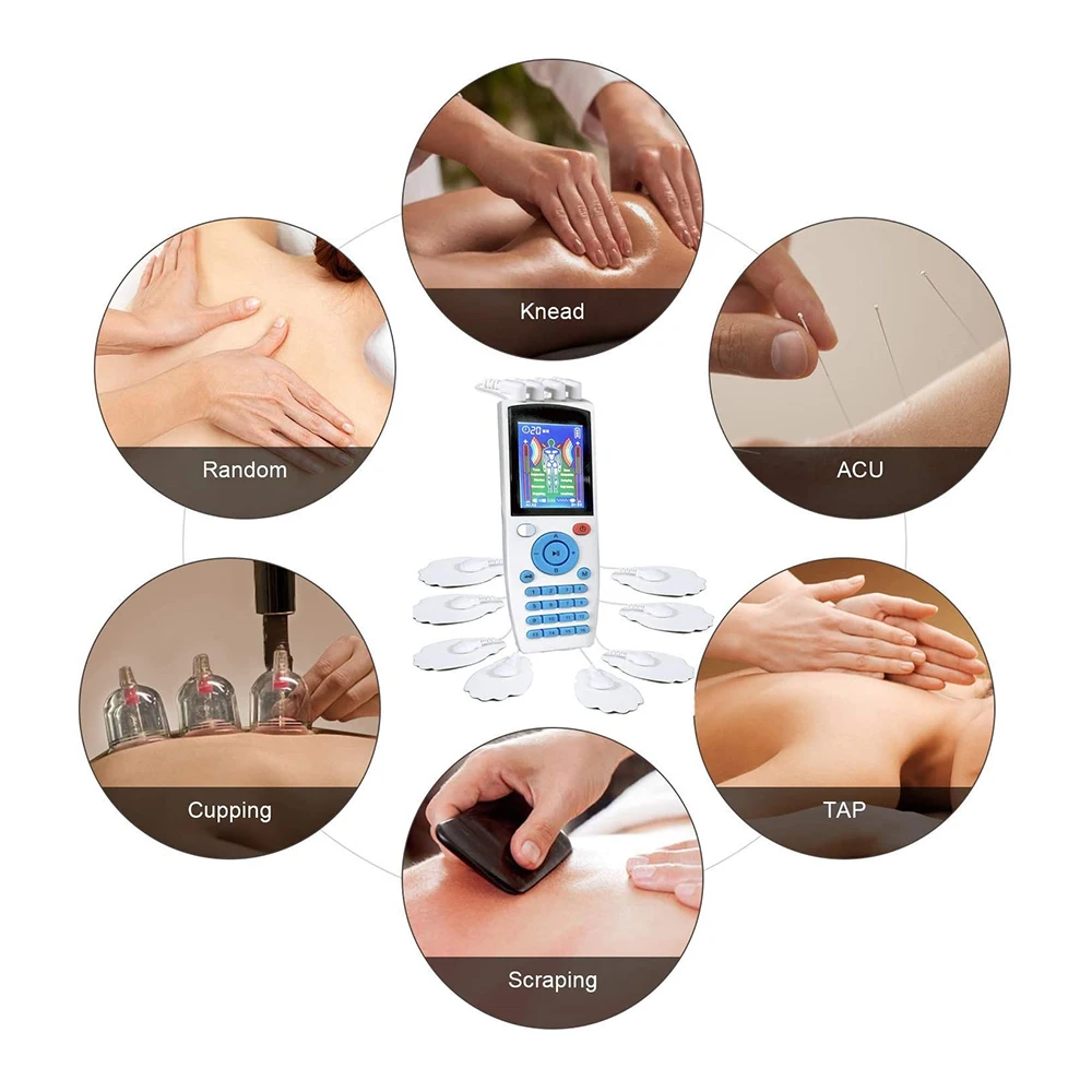 

EMS Electric Herald TENS Machine Pain Relief Acupuncture Body Massage Relax Digital Therapy Massager with Acupoint Map
