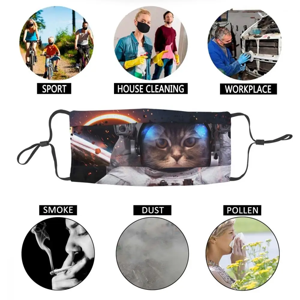 

Mascarilla Masque Facial Mask Cat Astronaut At The Spacewalk Masks Anti Dustproof Mask