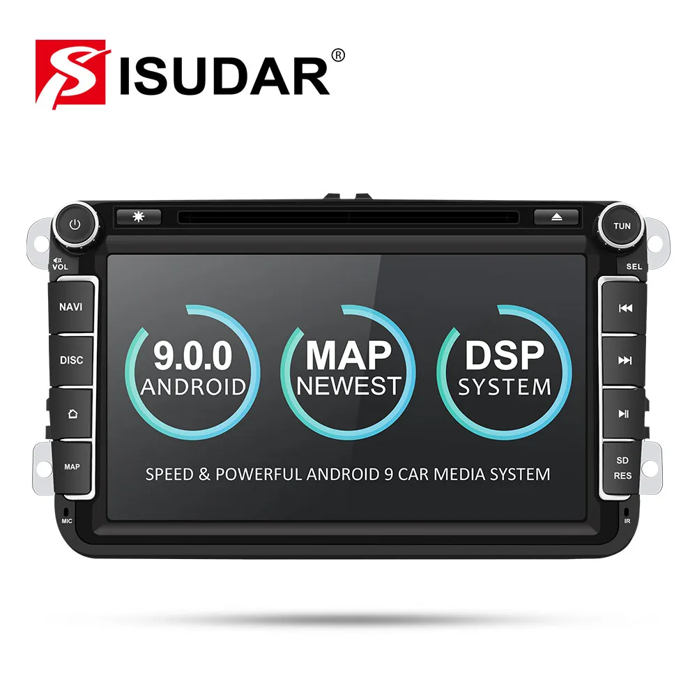 Isudar Два Din Автомобильный мультимедийный плеер Android 9 авто радио для Skoda/Seat/Volkswagen/VW/Passat b7/POLO/GOLF 5 6 DVD gps 4 ядра