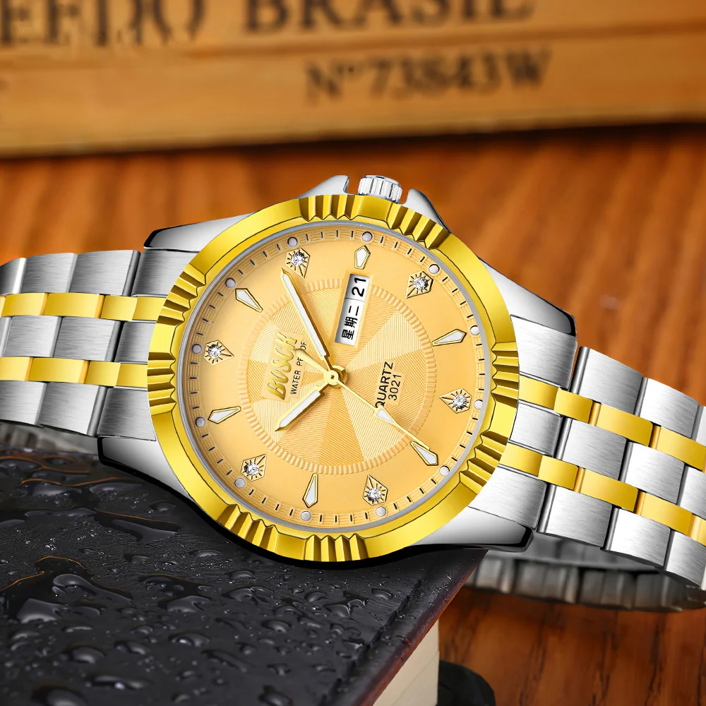 

Diamond Men Watch Relogio Quartz Bracelet Business Automatic Clock Fashion Brand Wristwatch Calendar Luxury Masculino Luminous