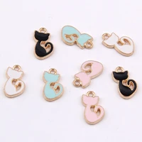 20pc cute cat oil drop alloy accessory small pendant 158mm enamel animal cat charms for jewelry making accessories