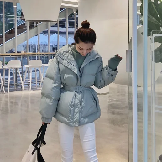 Новый дизайн женские зимние однотонные пояса для пальто толстая парка модная