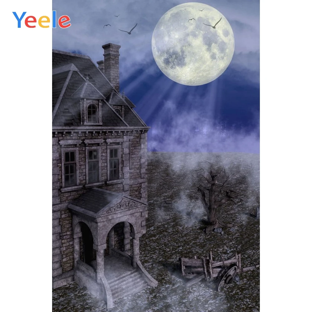 

Yeele Halloween Backdrop Old House Ghost Tombstone Moon Candy Tomb Baby Custom Vinyl Photography Background For Photo Studio