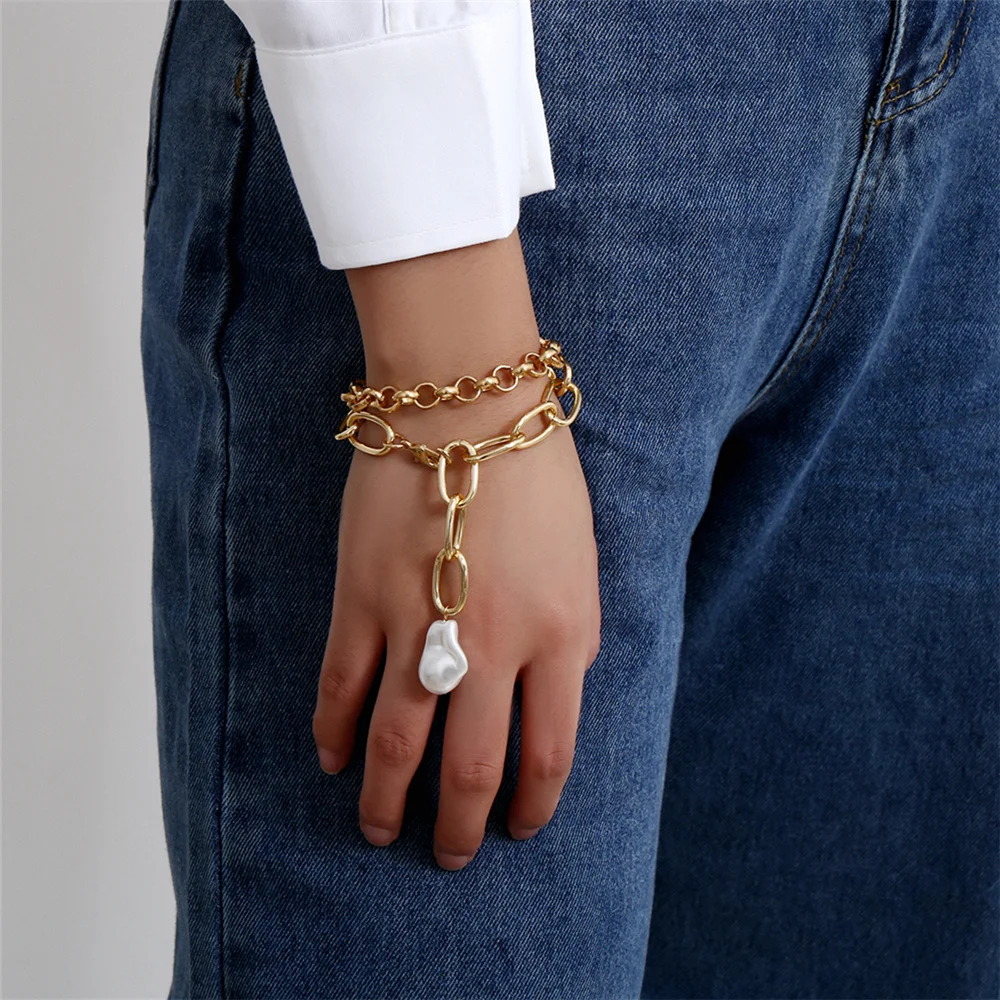 Комплект женских винтажных браслетов с искусственным жемчугом украшения для