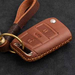 1 Pcs Genuine Leather Car Folding Key Cover For VW Golf 7 Volkswagen MK7 New Polo For Skada Octavia A7 3BTNS SEAT Leon key Case