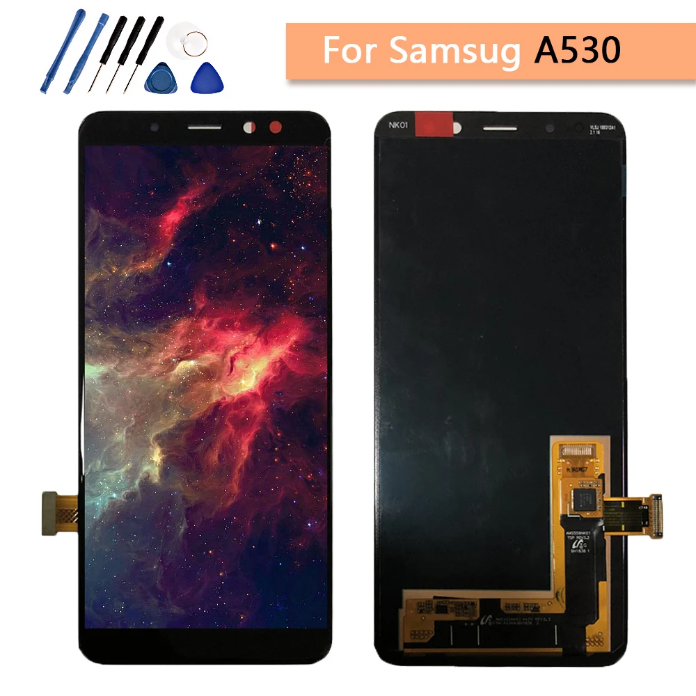 Amoled для SAMSUNG GALAXY A8 2018 ЖК дисплей A530 кодирующий преобразователь сенсорного экрана