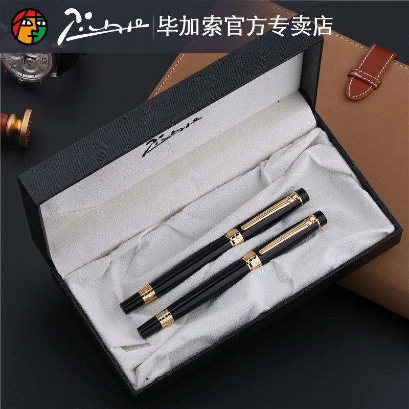 

Picasso Pimio 917 Luxurious Golden Metal Fountain Pen and Rollerball Pen In Noble Gift Box, Gold silver clip Ink Pens Collection