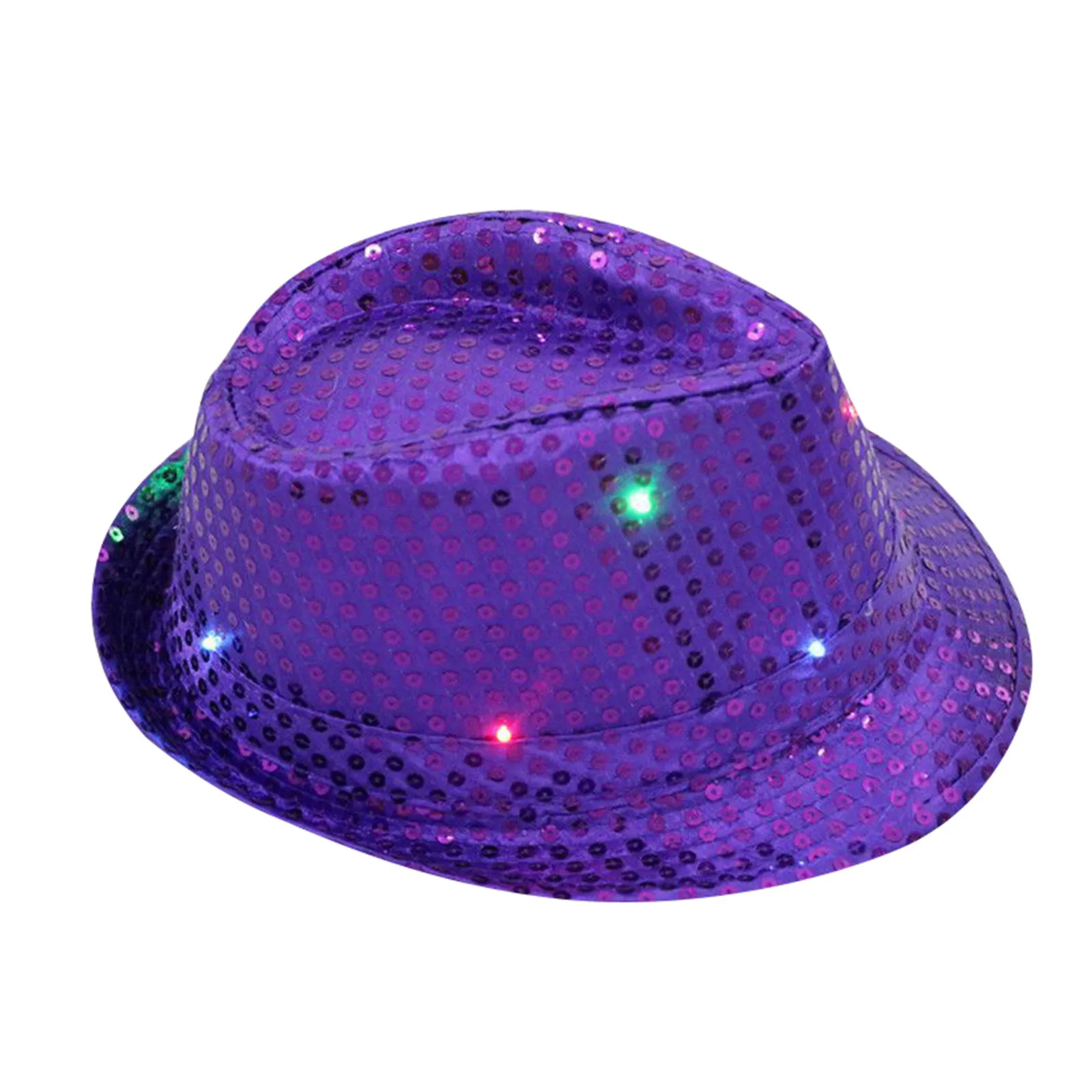 

Flashing Light Up Fedoras Led Colorful Sequin Cap Unisex Dance Party Hat Fashion Bucket Hat Summer Luminous Performance Caps